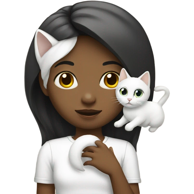  girl holding white cat emoji