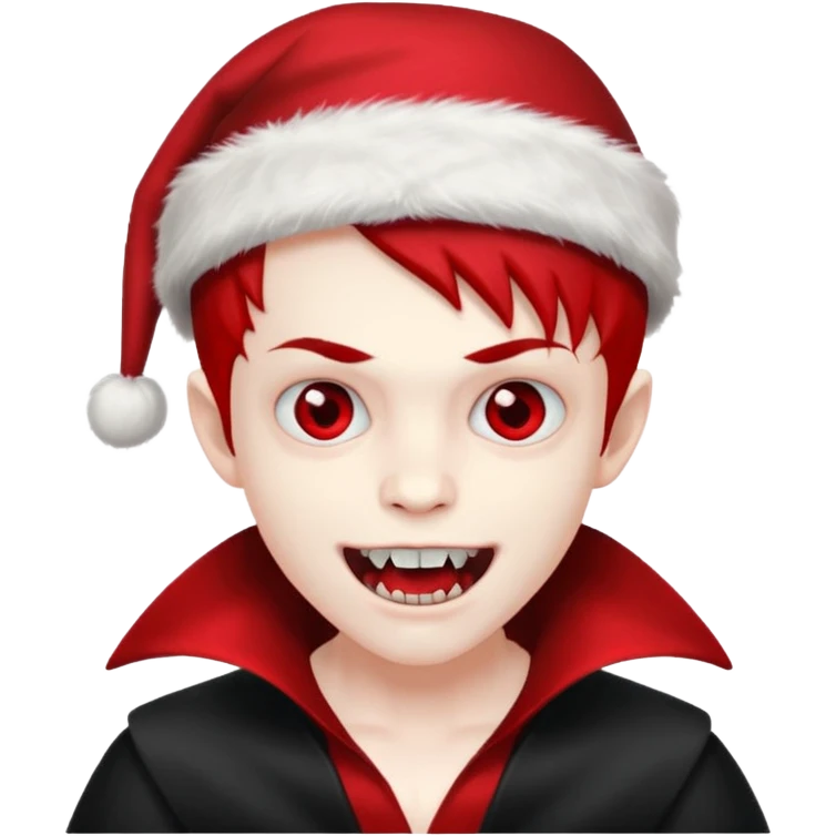 Vampire boy ,Fangs , cHristmas hat  emoji
