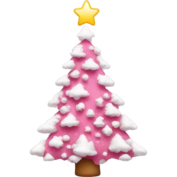 pink christmas tree with snow on it emoji