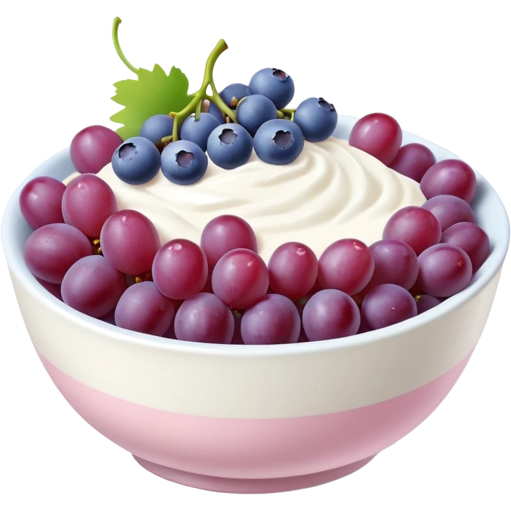 yoghurt pastel pink bowl with grapes and blueberries emoji