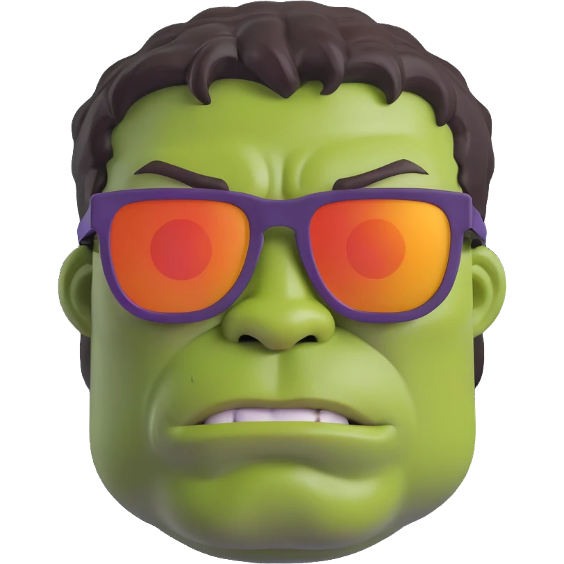 Hulk wearing sunglasses, 3D emoji style emoji