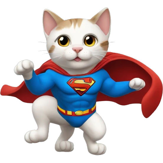 Cat with Superman animated  emoji