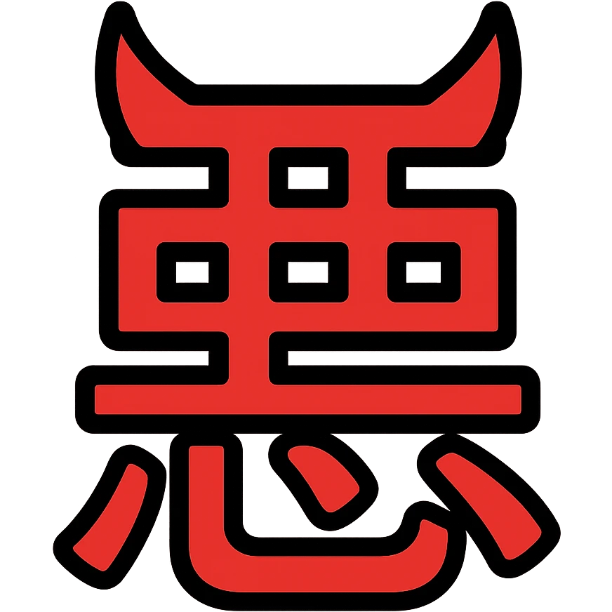 Akuma kanji symbol logo, Japanese character for 'demon' or 'devil' emoji