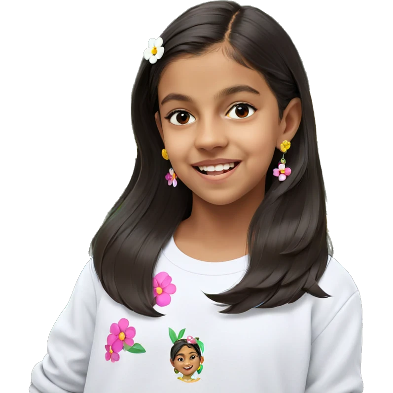 smiling girl with flower earrings emoji
