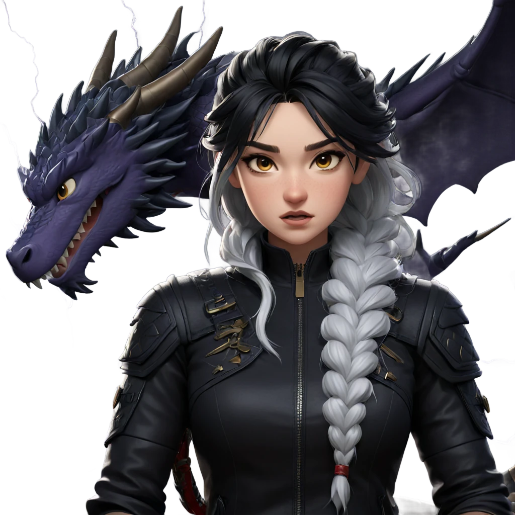 girl with dragon and lightning emoji