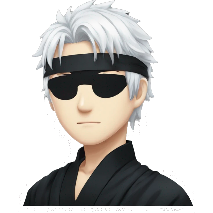gojo satoru with white hair and black blindfold in jujutsu kaisen emoji
