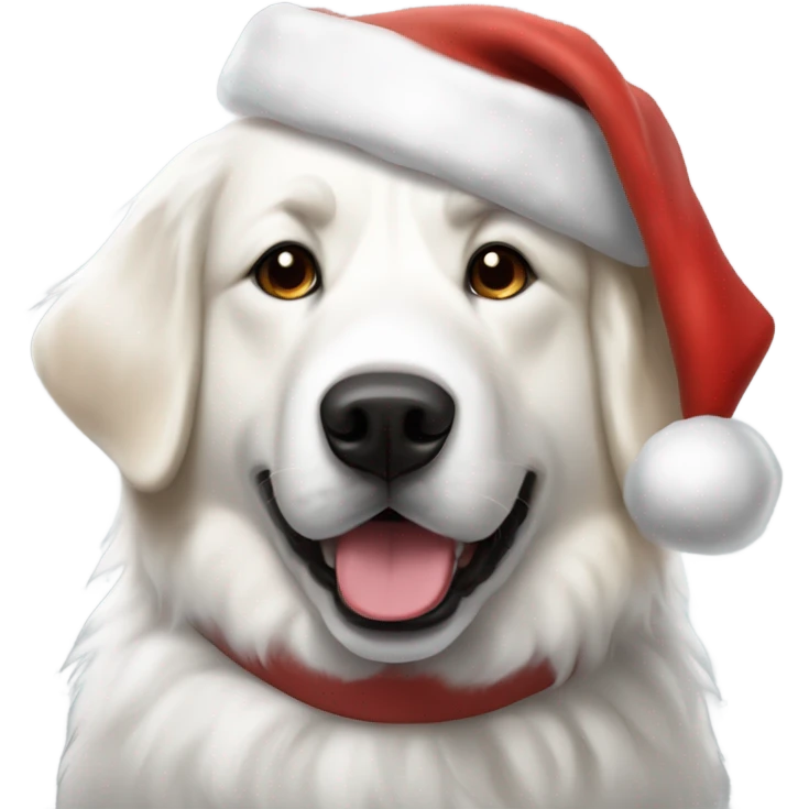 Great Pyrenees Dog with tan spots with Santa Hat emoji