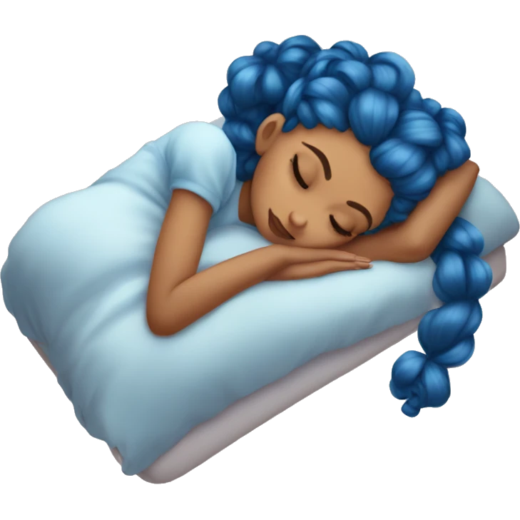 Ariana sleeping with blue curly ponytail emoji