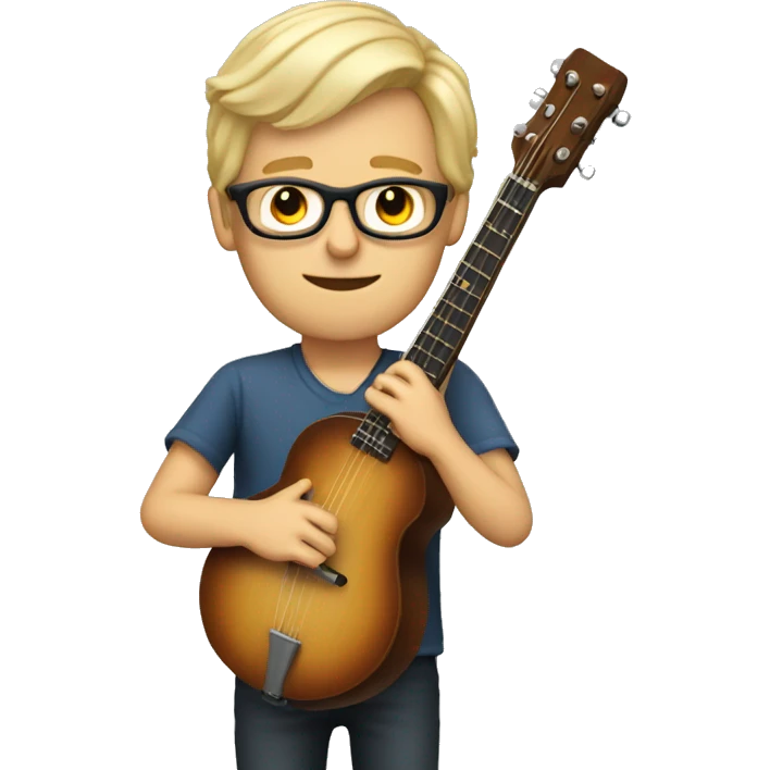 Male banjo player with blonde hair and glasses emoji