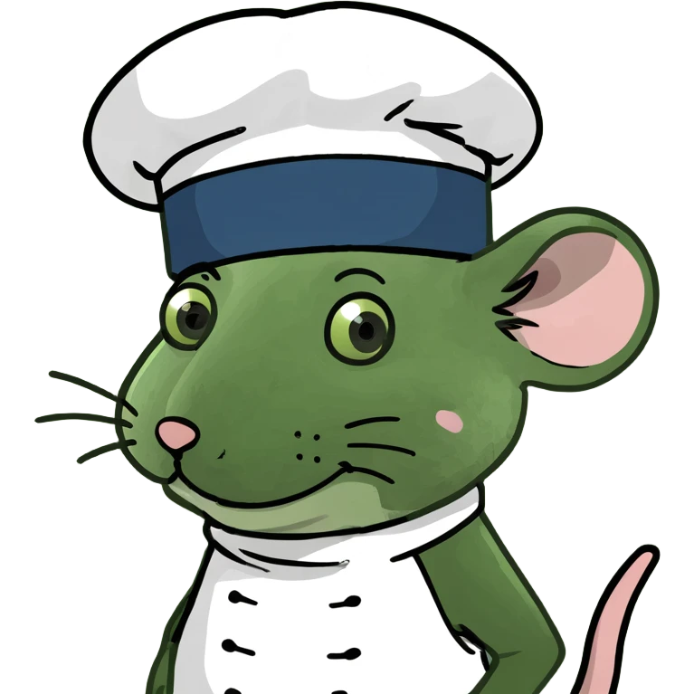 A mouse wearing a cook's hat emoji