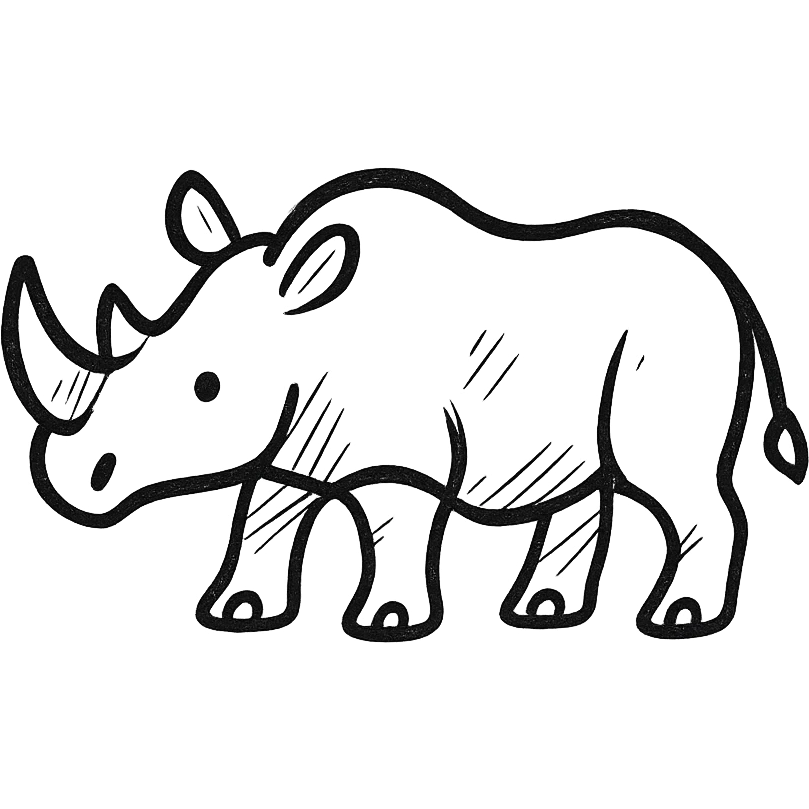 rhino, minimalist black outline icon, no fill, simple lines emoji