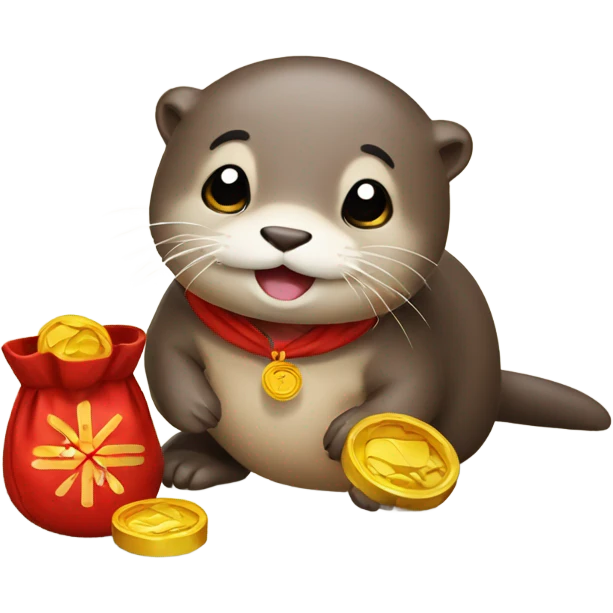 an otter with new year lucky pouch emoji