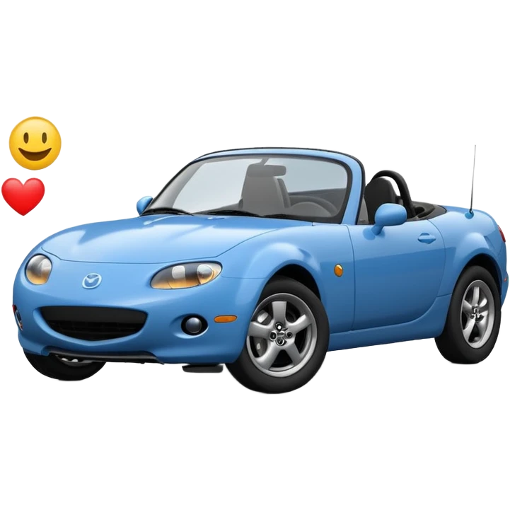 blue mazda miata 2006 with happy emoji driving  emoji