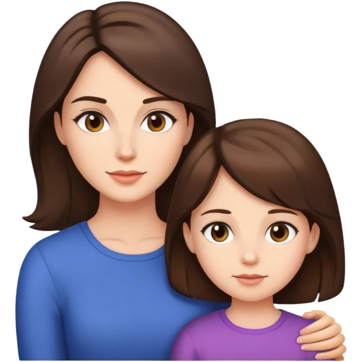 mother and daughter with brunette hair emoji