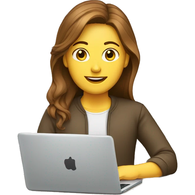 white person with brown hair in front of laptop on desk emoji