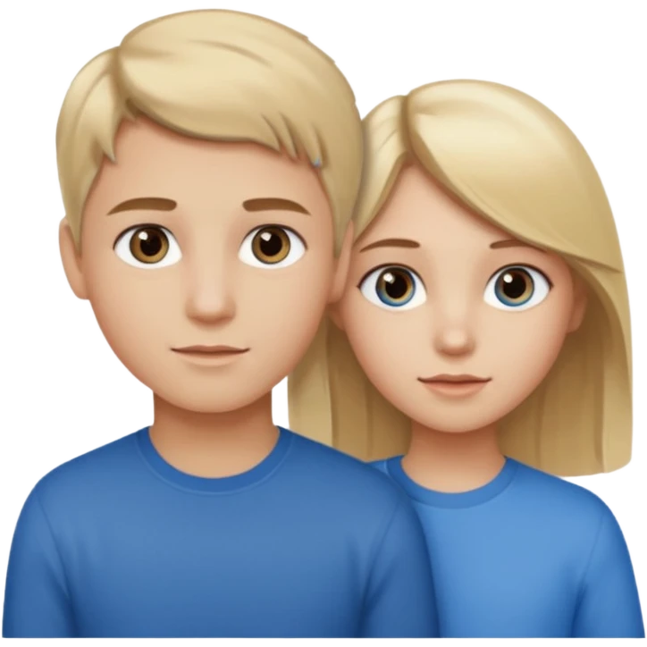 Girl with brown and blonde highlights with hazel eyes with a blonde hair blue eyed boy emoji