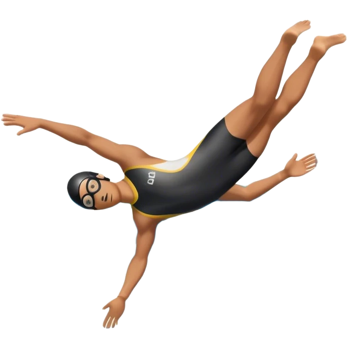 A diver mid-air after jumping off a head diving pool,  Below him, a pool labeled "Confidence". A subtle 5-4-3-2-1 on the diving board shows they took the leap despite fear. emoji