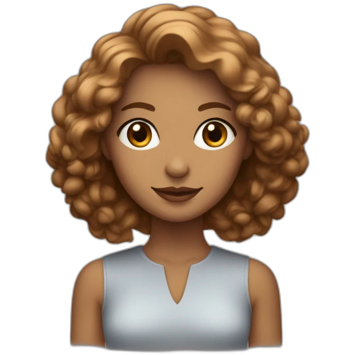 femme de couleur de peau blanche avec de grosse poitrine et des cheveux marron emoji