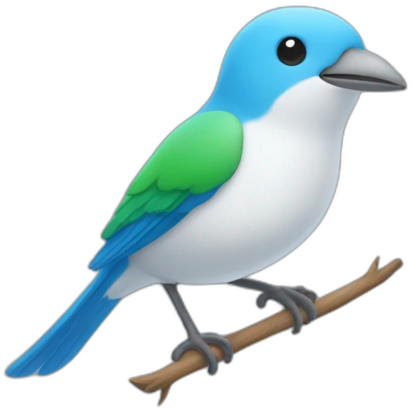 4 Little bird who’s flying and the color are two Blue one White and one Green  emoji