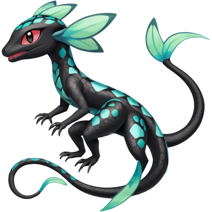 Splash-patterned Meloetta-Guilmom-Salandit-Trico-Pokémon-Fakémon-fusion-hybrid-creature emoji