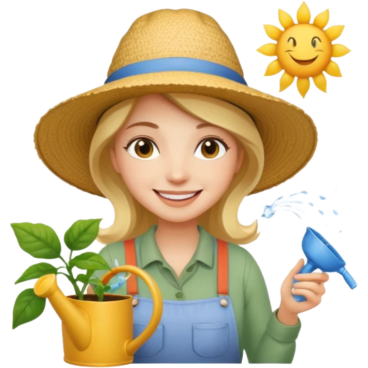 woman gardener with watering pot emoji