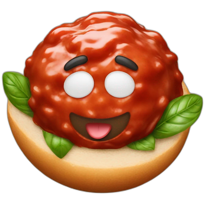 One Meatball with tomato sauce and basil emoji