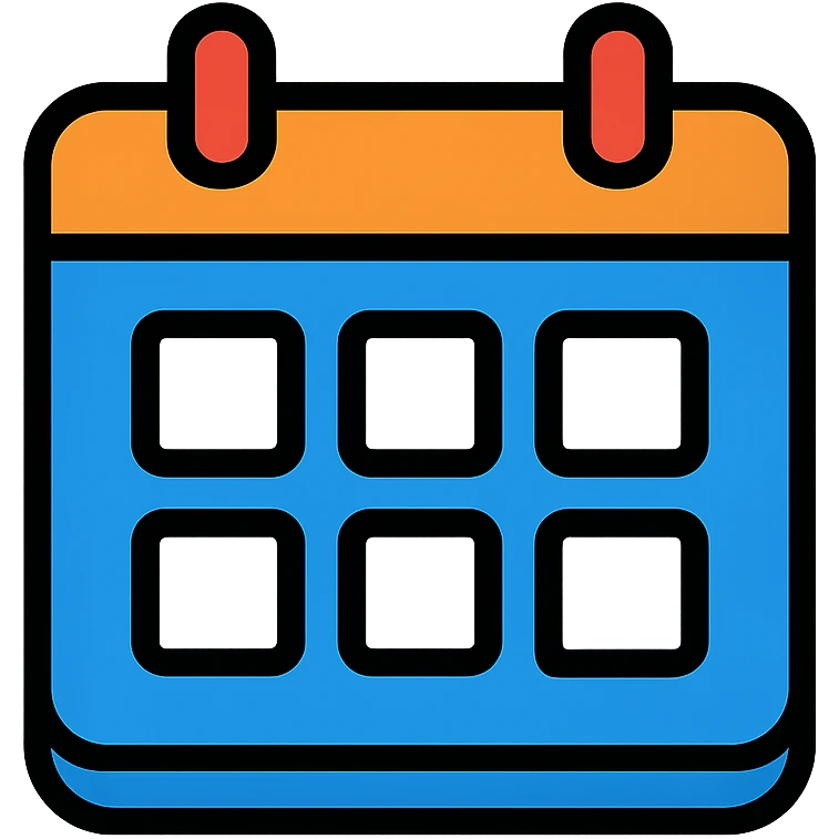blue calendar, colorful style, white background emoji