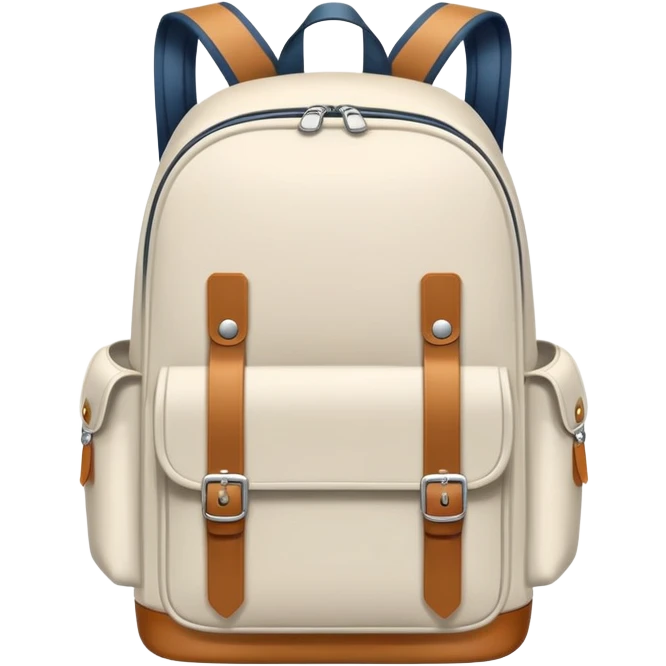 A flat-style illustration of a simple school backpack with front pockets and shoulder straps, symbolizing K–12 education. Clean, modern, cartoon-style, white background, iOS emoji aesthetic. emoji