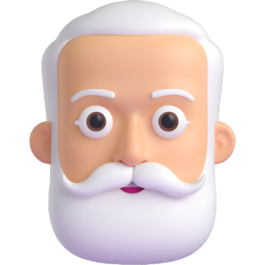 man with oval-shaped flat-top head and bushy white mustache emoji