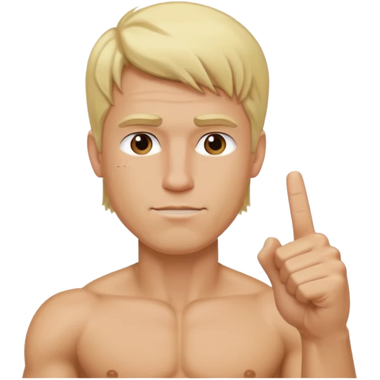 blonde hair tall thick naked and with middle finger up a man emoji