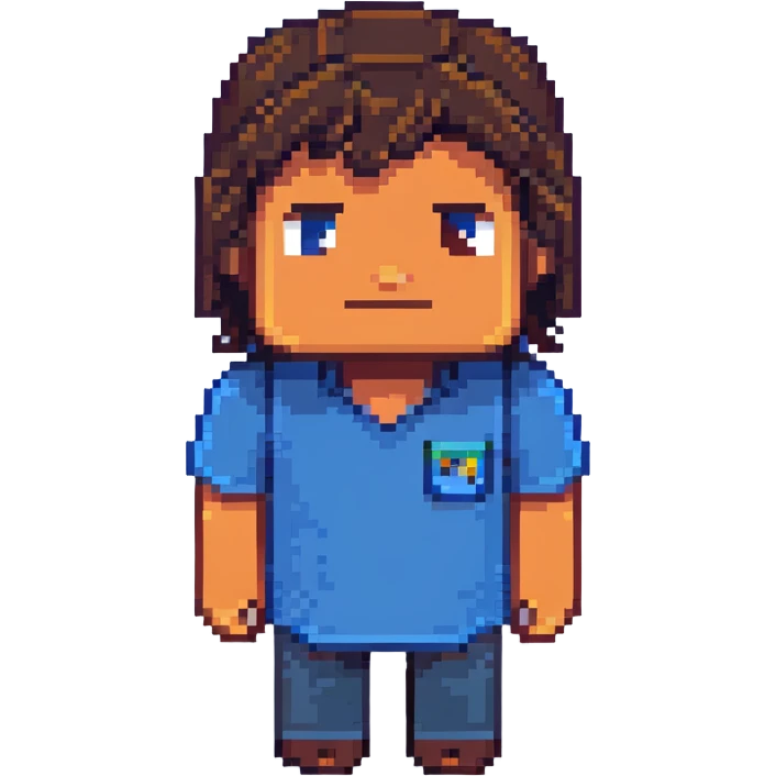 Minecraft character of Jack Black wearing a blue shirt emoji