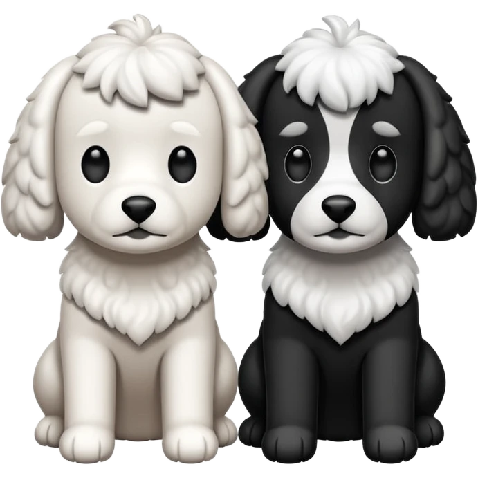 Un caniche blanco y otro caniche negro,los dos separados Y que sean caniches emoji