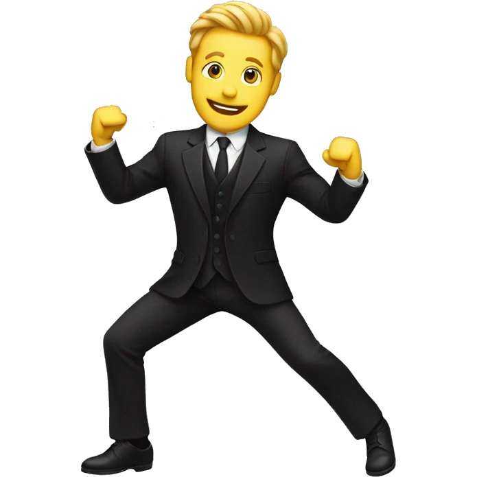 White Male in A Black Suit Dancing  emoji