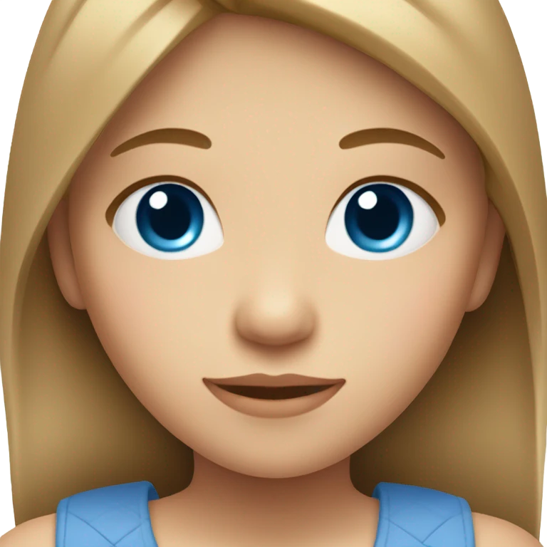 Little girl with short light brown hair blue eyes and super cute  emoji