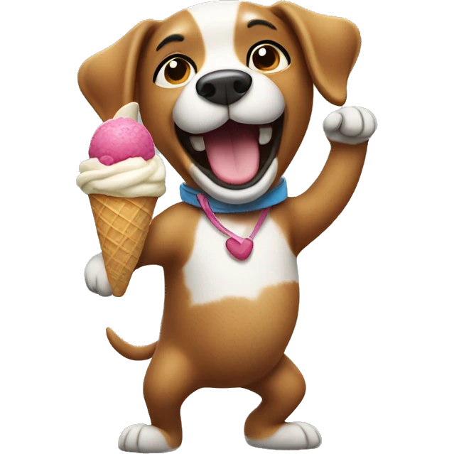 Dog dancing with ice cream emoji