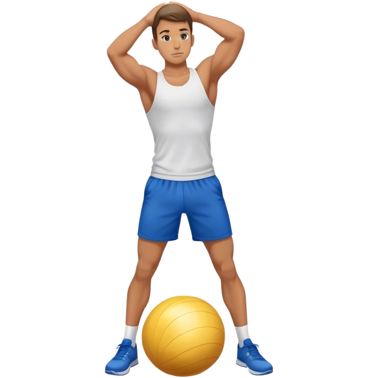 fit man with blue shorts stand on half-stability-ball balance emoji
