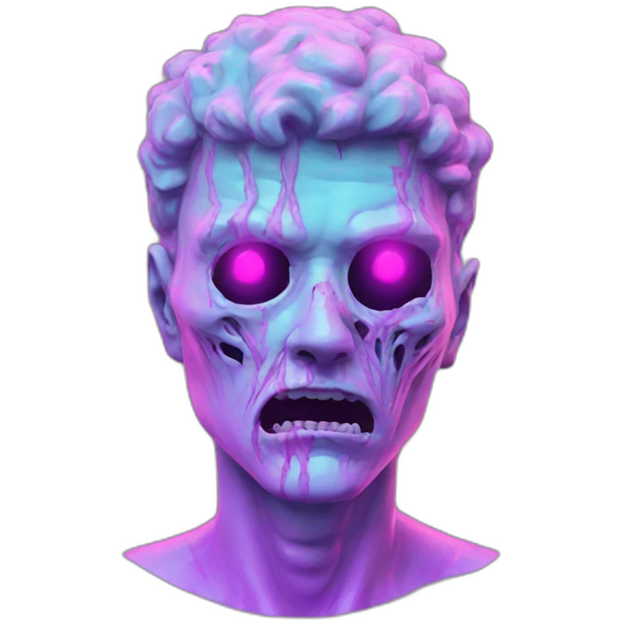 Vaporwave person, half person face half zombie face emoji