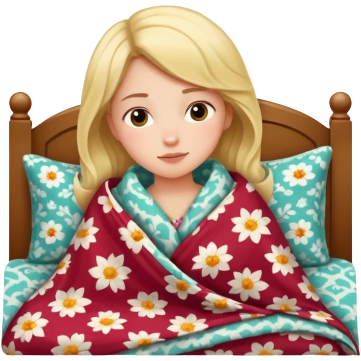 girl snuggled under blanket in bed emoji