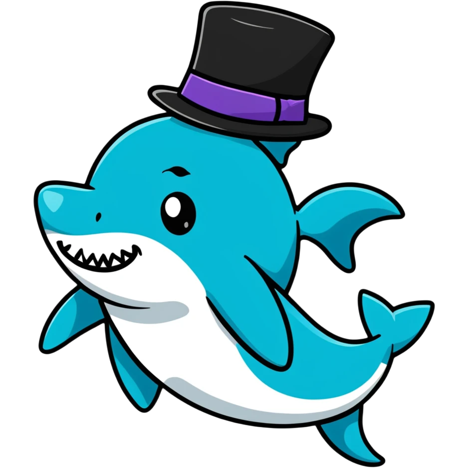 Shark with a top hat emoji