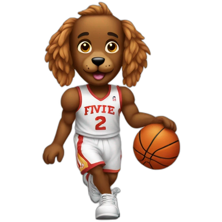 cocker fire black playing basketball emoji