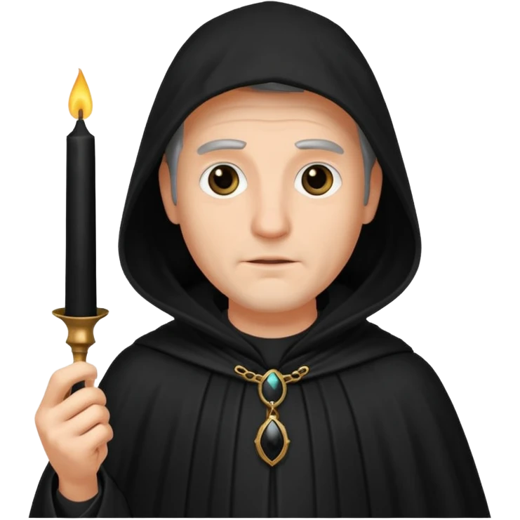 ancient man in black cloak hold a black candle emoji