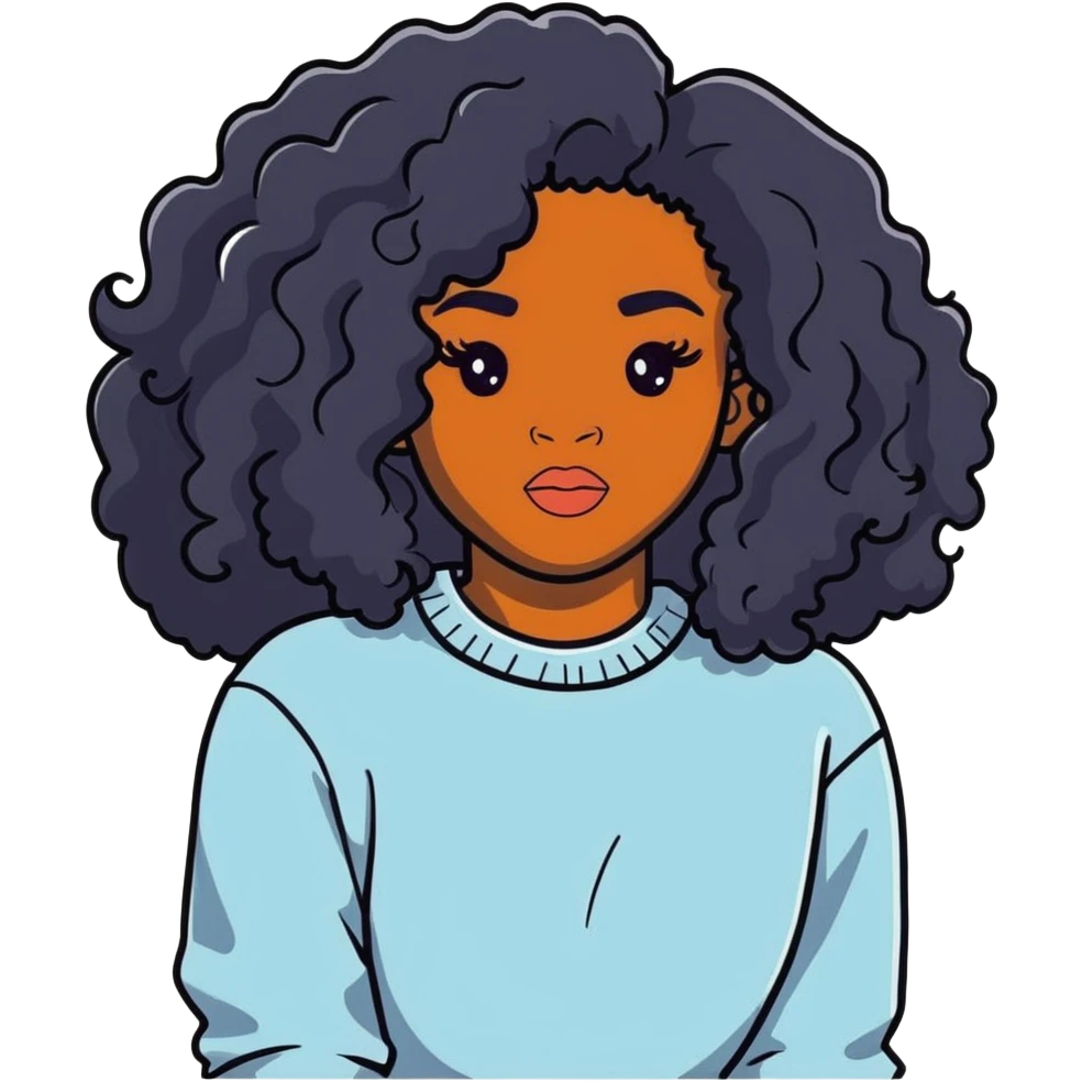 SZA with voluminous curly black hair emoji