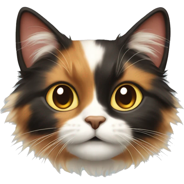 calico cat with long fur emoji