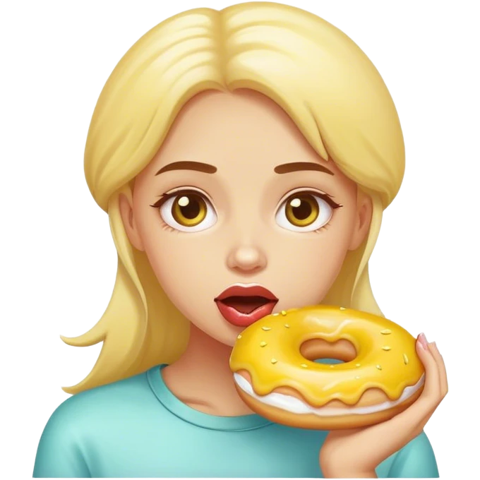Girl drooling over a lemon doughnut emoji