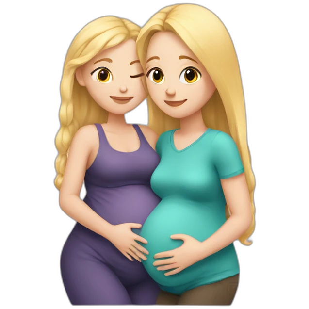 Girl with veownhugs a pregnant Girl with blond Hair emoji