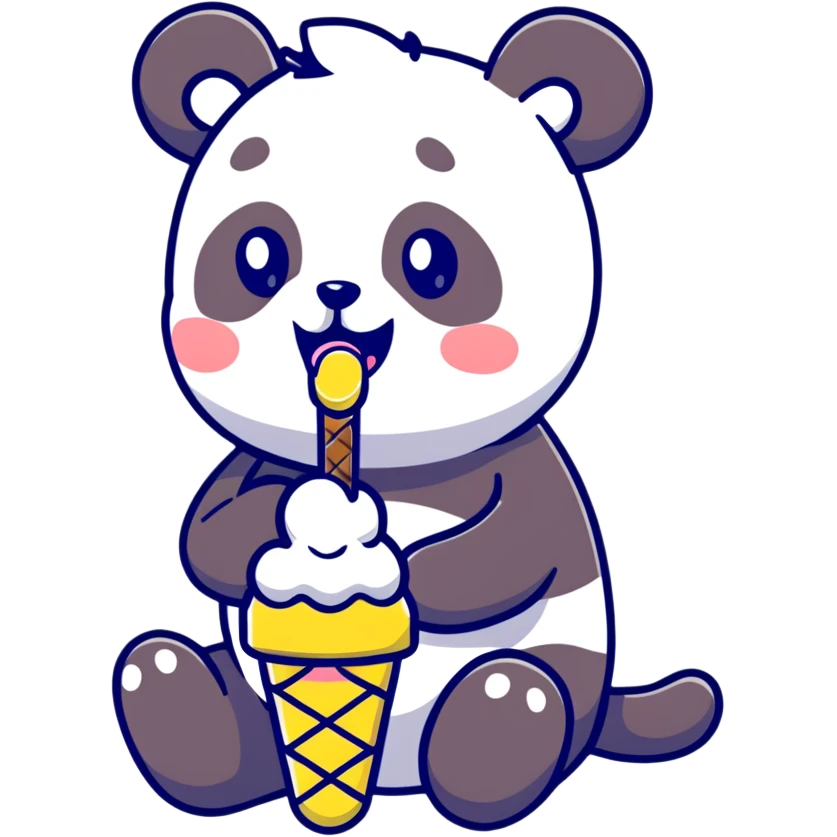 Panda eating ice cream emoji
