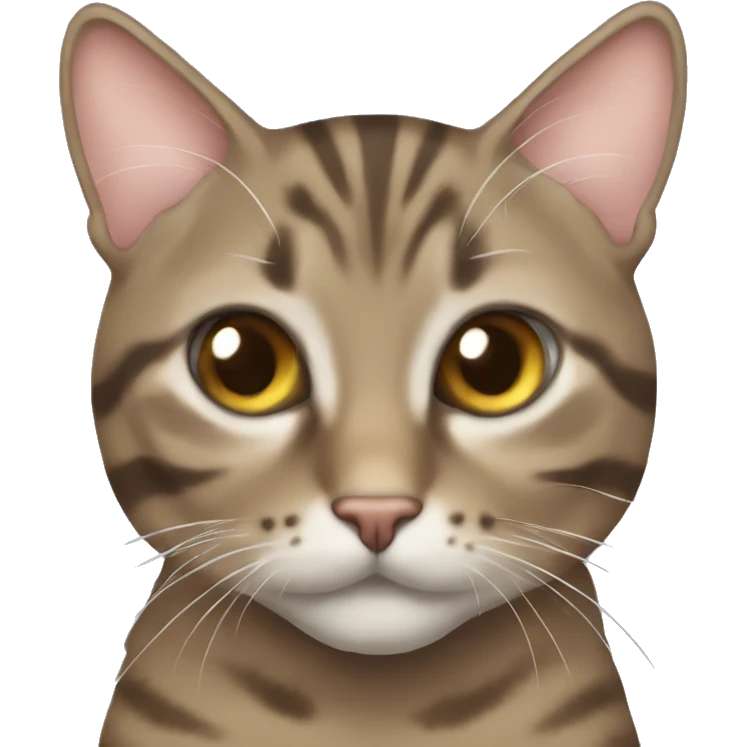 Brownish-gray tabby cat with bow emoji