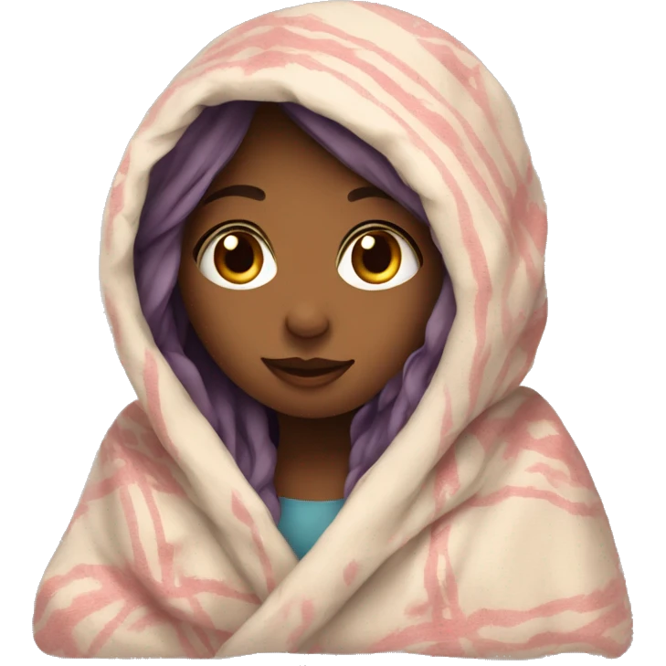 Girl with cute blanket emoji
