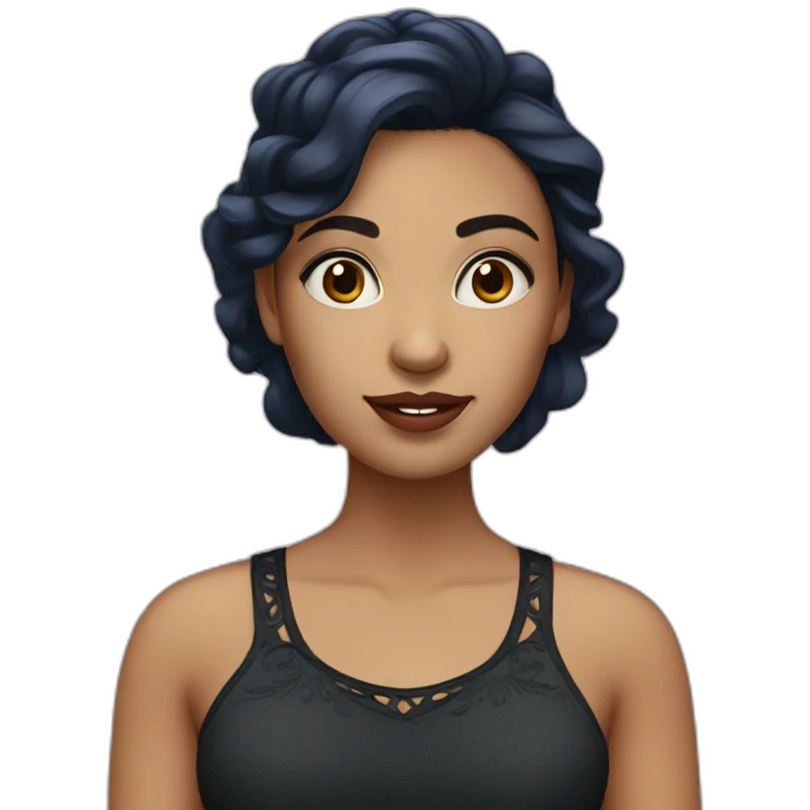 mexican girl with medium length midnight red hair and black eyes emoji