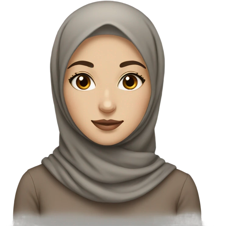 A hijabi with a white skin tone and brown eyes with long eyelashes  emoji
